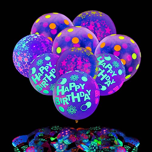 104pcs Neon Glow in the Dark Birthday Party Decorations Supplies Glow Party  Neon Balloon Garland Kit Neon Streamers 
