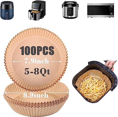 Air Fryer Liners Disposable, 125Pcs Square Air Fryer Parchment Paper Liners,  8 inch Non-stick Unbleached Water & Oil Proof Air Fryer Disposable Paper  liners for Microwave Oven baking & cooking 