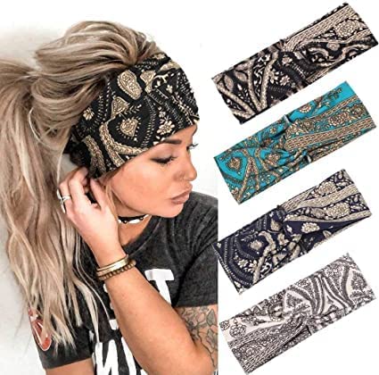 YONUF Boho Headbands For Women Fashion Wide Headband Yoga Workout