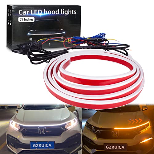 GZRUICA Car Hood Light Strip 79 Inches White Exterior Car LED