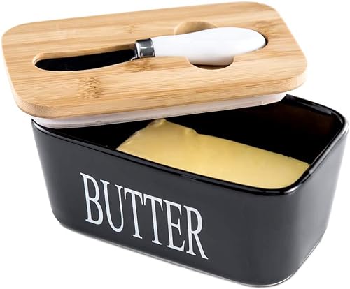 Butter Dish with Lid and Butter Curler Knife for Countertop - Unbreakable  Metal Keeper Container with High-quality Double Silicone Sealing, for