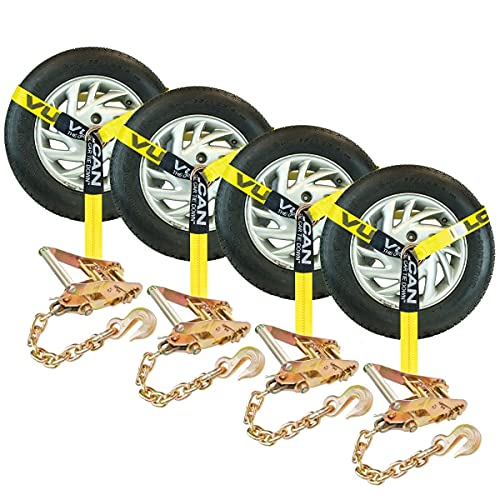Vulcan Classic Lasso Style Auto Tie Down Kit w/Universal O-Ring and Chain  Anchor Ratchet (96 - Pack of 4) Safe Working Load