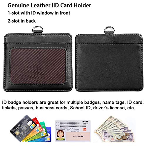 Youowo Id Badge Holders With Neck Lanyards,2-sided Vertical Pu Leather Id Card Badge Holder With 1 Id Window And 2 Card Slot And 1 Piece Polyester 