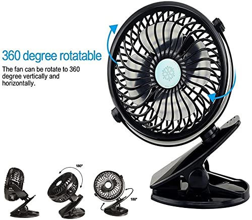 VIPITH Battery Operated Clip on Stroller Fan, 360 Degree Rotation