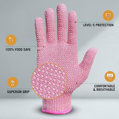 Evridwear Cut Resistant Gloves Food Grade Level 5 Kitchen Safety Protection  (Gray, Small)