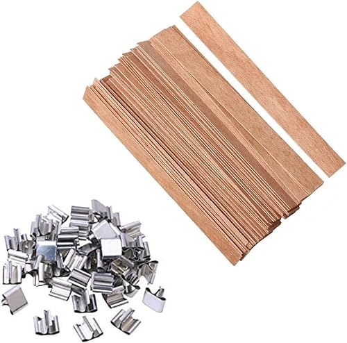  MILIVIXAY 606 Pieces Candle Making Supplies,300 Pieces Cotton  Wicks, 300 Pieces Candle Wick Stickers and 6PCS Wooden Candle Wick Holders  - Wicks Coated with Wax, Cotton Wicks Kits for Candle Making.