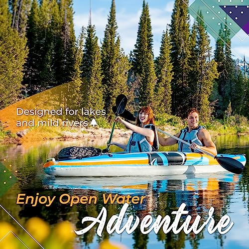 Sunlite Sports 2-Person Inflatable Kayak with Aluminum Oars, High Output  Air Pump and Storage Bag, Double Tandem Kayak for Adults, Two Person Canoe  and Kayack