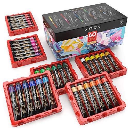 SUDOR Acrylic Paint Set, Waterproof and Vibrant, Non-Toxic Paints for  Artists, Children, Hobby Painters and Students, Ideal for Wood, Stone and  Canvas