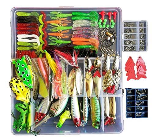 Topconcpt 275pcs Freshwater Fishing Lures Kit Fishing Tackle Box with  Tackle Included Frog Lures Fishing Spoons Saltwater Pencil Bait Grasshopper  Lures for Bass Trout Bass Salmon