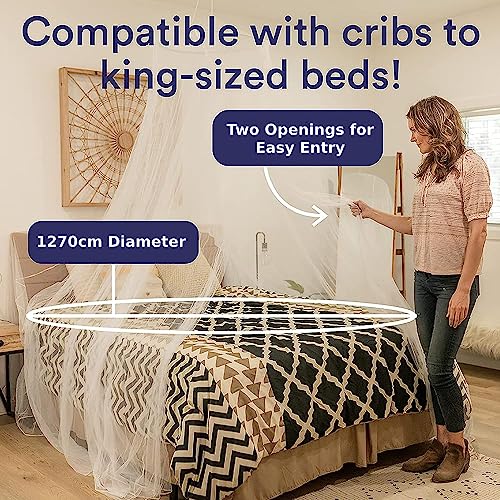 Mosquito Net for Single to King-Sized Beds – 2 Side Openings & 6 Hanging  Loops – Decorative Rectangular Shape for Home & Travel – Bed Canopy Hanging