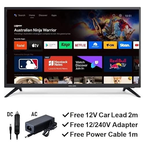 ENGLAON 32″ HD LED Android11 Smart 12V TV with Built-in Bluetooth 5.0 & Chromecast for Caravan Motorhome RV