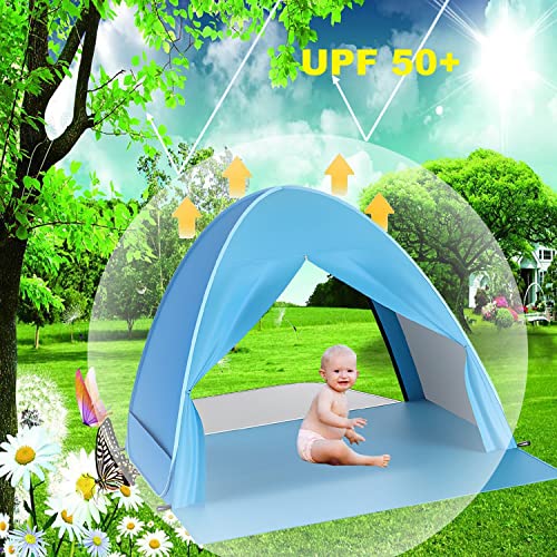 Kratax Pop Up Beach Tent Sun Shelter, UPF 50+ Instant Beach Shelter for Baby,  2-3 Person Outdoor Tent for Family