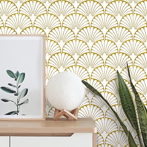 118X17.3Peel and Stick Wallpaper Gold and Green Contact Paper