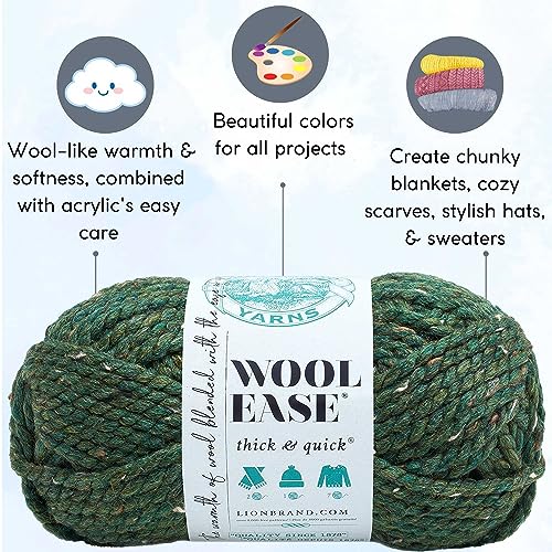 Lion Brand Yarn Wool-Ease Thick & Quick Yarn, Soft and Bulky Yarn for  Knitting, Crocheting, and Crafting, 1 Skein, Arctic Ice