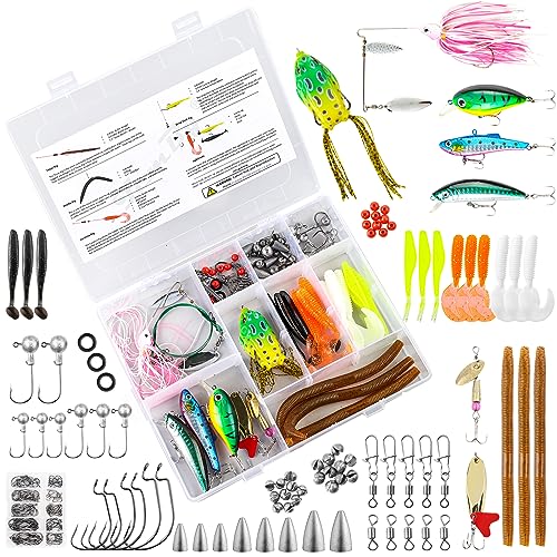327PCS Fishing Lures Tackle Bait Kit Set for Freshwater Fishing Tackle Box  with Tackle Included Fishing Gear and Equipment, Crankbait, Soft Worm
