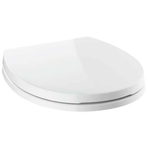 DELTA FAUCET Morgan Round Front Slow-Close White Toilet Seat with Non-Slip Seat Bumpers, White 801903-WH