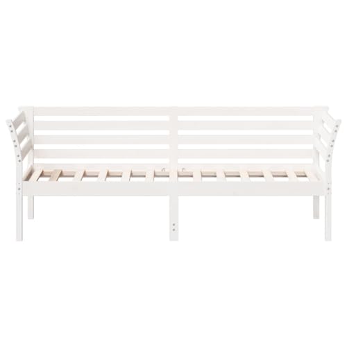 vidaXL White Solid Pine Wood Daybed - Sofa and Bed Combo for Bedroom, 90x190 cm Single Mattress Compatibility, with Safety Guardrails and Supportive Plywood Slats - Modern Day Bed Couch Design, 842879