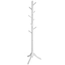 VASAGLE Standing Coat Rack, Solid Wood Coat Rack, Tree-Shaped Coat Rack with 8 Hooks, 3 Height Options, for Clothes, Hats, Bags, for Living Room, Bedroom, Home Office, White RCR60WT