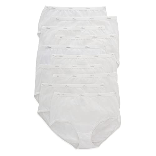 Hanes Women's 10 Pack Cotton Brief Panty, White, Size 7