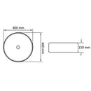 vidaXL White Ceramic Basin - Glazed Above Counter Design - Round 40x15 cm - Stylish and Easy to Clean - Drain Hole Diameter 4.5 cm