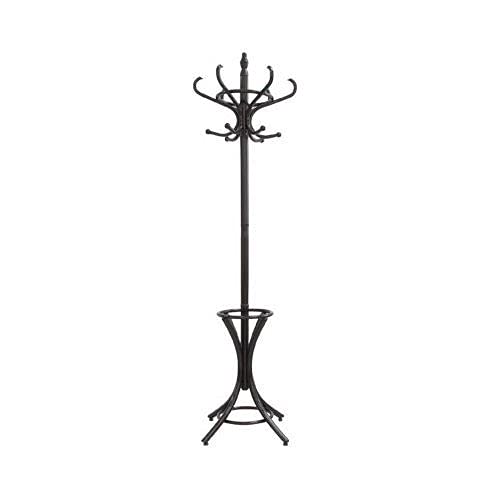 Luxsuite Solid Wood Coat Rack Wooden Clothes Stand Freestanding Hat Tree Umbrella Standing 12 Hooks Hanger Entryway Walnut Brown