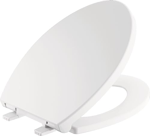 Delta Faucet Morgan Elongated Slow-Close White Toilet Seat with Non-Slip Seat Bumpers, White 811903-WH