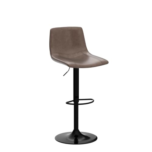 Yaheetech Bar Stools Counter Height, Swivel Barstools with Footrest and L Shape Back, Height Adjustable Modern Bar Chairs, Vintage Leather, Brown