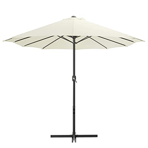 vidaXL Oversized Aluminium Pole Outdoor Parasol in Sand Beige, UV Protective and Anti-Fade Polyester Canopy with Crank Mechanism - 460x270 cm