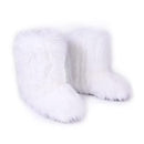 ZSGYCHCY Women's Faux Fur Boots Winter Fuzzy Fluffy Warm Furry Snow Boots Flat Shoes, White, 7.5