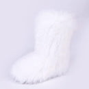 ZSGYCHCY Women's Faux Fur Boots Winter Fuzzy Fluffy Warm Furry Snow Boots Flat Shoes, White, 7.5