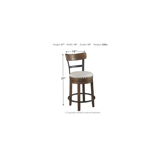 Ashley Furniture Signature Design - Valebeck Upholstered Swivel Barstool - Casual Style - Light Brown