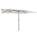 TANGKULA 15 FT Double-Sided Patio Umbrella with Crank Handle, Vented Tops, Large Outdoor Rectangle Market Twin Umbrella with 10-Rib Metal Structure, Table Umbrella for Poolside Deck Lawn Garden (Beige)