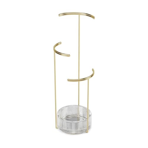 Umbra 1014862-104 Tesora 3-Tier Jewelry Stand, Earring Holder, Accessory Organizer and Display, Glass/Brass