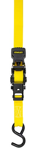 Stanley S10002 Black/Yellow 1" x 10' Ratchet Tie Down Straps - Light Cargo Hauling (1,500 lbs Break Strength), 2 Pack