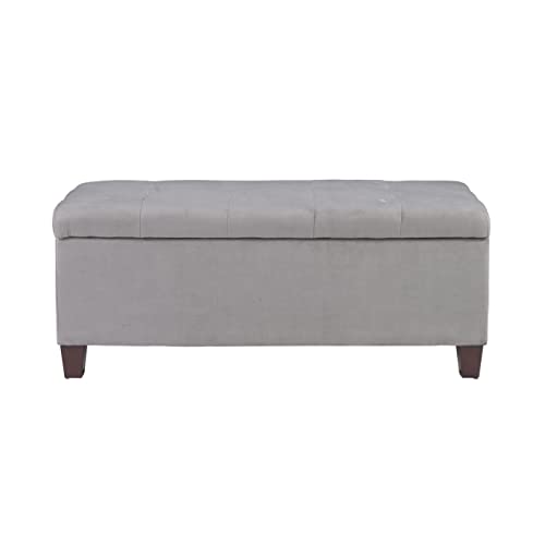 Linon Carmen Shoe Storage Ottoman, Grey, 20" x 48" x 20",