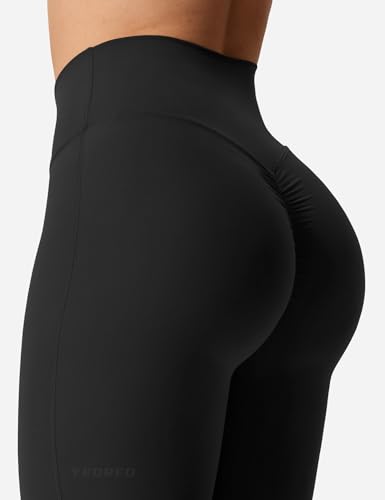 YEOREO Flare Scrunch Leggings for Women V Cross Bell Bottom Yoga Pants High Waist Tummy Control Bootcut Workout Leggings,