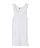 Hanes HM2-K701 Men's Tank Top (Set of 2), 100% Cotton, Soft, Ribbed, Easy to Move, Red Pack, 2 Pieces, A Shirt, white, L