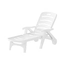 Gardeon Sun Lounge, Folding Camping Chair Lounger Day Bed Chaise Beach Chairs Outdoor Furniture Garden Patio Setting Pool Backyard, with Wheels Armrest Backrest White