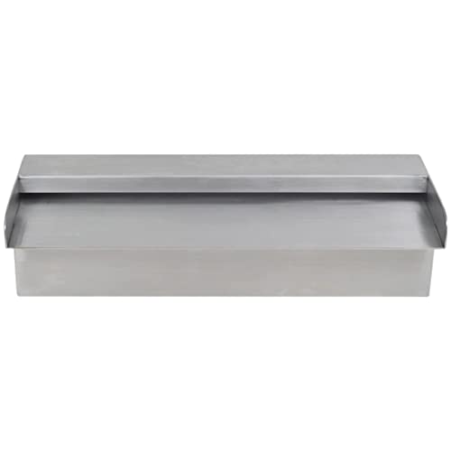 vidaXL Stainless Steel Rectangular Waterfall Pool Fountain, 30 cm - Decorative, Durable, Consistent Water Flow - Silver