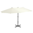 vidaXL Oversized Aluminium Pole Outdoor Parasol in Sand Beige, UV Protective and Anti-Fade Polyester Canopy with Crank Mechanism - 460x270 cm