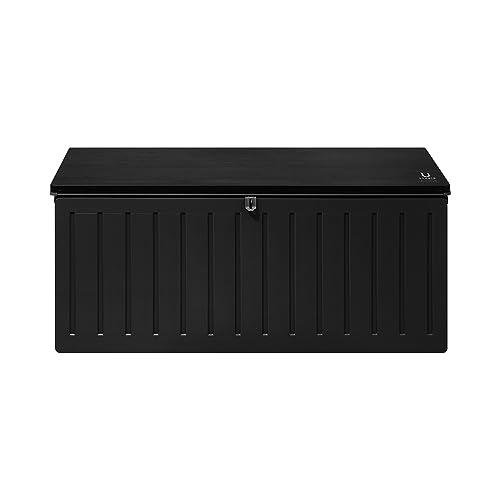 LI LIVSIP 490L Outdoor Storage Deck Box - Waterproof & Lockable Large Storage Container with Handle for Garden Tools Furniture Cushions Sporting Gears, 136KG Load Capacity, Black