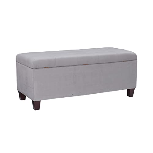 Linon Carmen Shoe Storage Ottoman, Grey, 20" x 48" x 20",