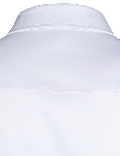 ZEROYAA Mens Slim Fit Long Sleeve Tuxedo Dress Shirts/Prom Performing Shirts, Z54-white Black, X-Large