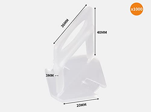 1000x 3MM Tile Leveling System Clips Levelling Spacer Tiling Tool Floor Wall