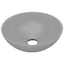 'vidaXL Ceramic Bathroom Sink - Light Grey, Round Shaped Above Counter Mount Basin - Easy to Clean, Matt Surface Finish with 4.5 cm Drainage Hole