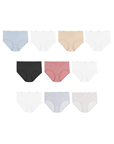 Hanes Women's Cotton Brief Underwear, 10-Pack, Assorted-10 Pack, 9