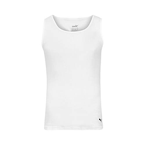 Puma Men's 3 Pack Ribbed Tank Tops, White/Gray/Black, Large