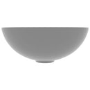 'vidaXL Ceramic Bathroom Sink - Light Grey, Round Shaped Above Counter Mount Basin - Easy to Clean, Matt Surface Finish with 4.5 cm Drainage Hole