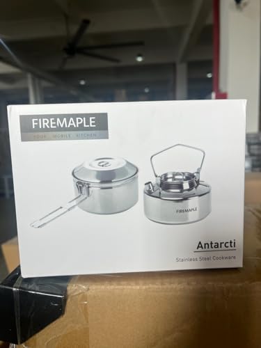 Fire-Maple Antarcti Stainless Steel Kettle and Pot Set 1.0L Camping Kettle and 1.0L Cooking Pot Stovetop Tea and Coffee Pots for Openfire Camping Cookware Portable for Bushcraft Fishing Backpacking