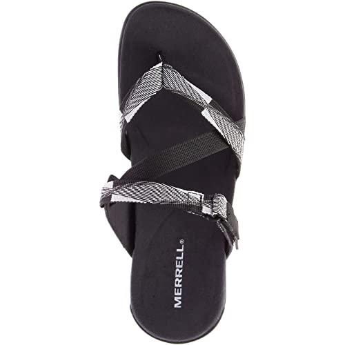 Merrell Women's District Mendi Thong Sandal, BLACK/WHITE, 6 medium